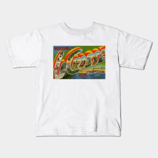 Greetings from LaCrosse, Wisconsin - Vintage Large Letter Postcard Kids T-Shirt